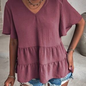 SHEIN Dusty Rose Tiered Blouse